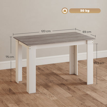 Dining Table for 4-6 | Wood-Effect Melamine Top | Triangular Legs | Water-Resistant | 50kg | Grey