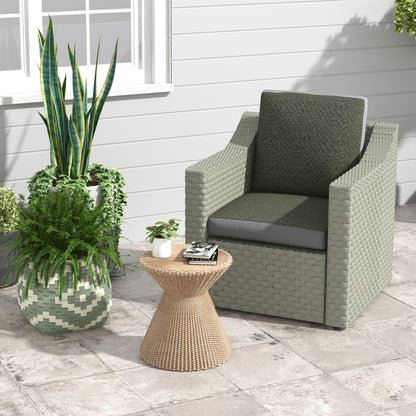 Outsunny Set of 4 Outdoor Seat Cushions with Backrest, Fabric and PE Rattan Cover, Water Repellent Seat Pads for Chair, Swing, Sofa, Grey