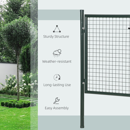 Green Steel Garden Gate with Lock and 3 Keys 97 x 150cm, Green