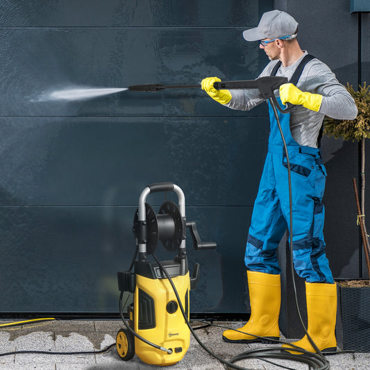Outsunny 1800W High Pressure Washer, 150 Bar Pressure, 420 L/h Flow, Portable Power Washer Jet Wash Cleaner with Adjustable Nozzle, 6M Hose