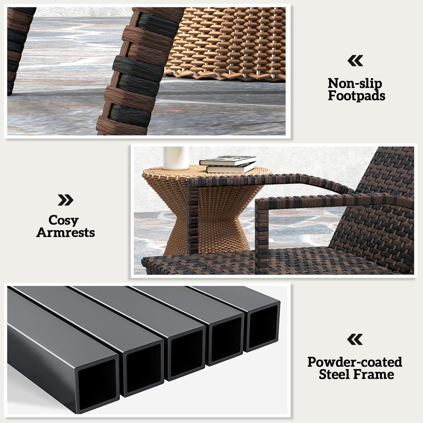 Outsunny PE Rattan Sun Lounger with Adjustable Backrest - Mixed-brown