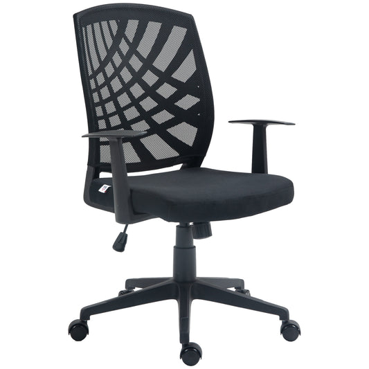 Ergonomic Office Chair, Height Adjustable Mesh Chair, Desk Chair with Swivel Wheels for Home Office, Black