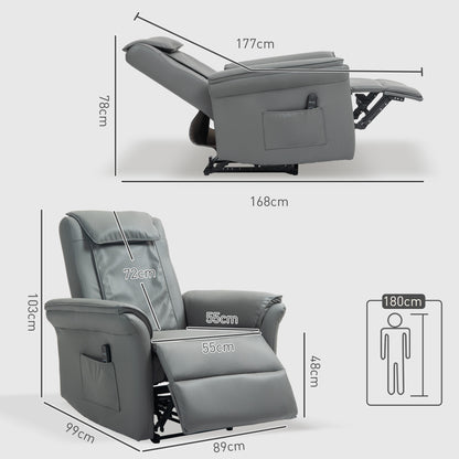 3D Kneading Massage Recliner Chair with Headrest, Breathable Leather Recliner Armchair, Electric Reclining Chair with Footrest, Remote with USB Port