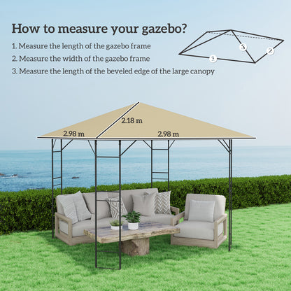 Outsunny 3 x 3(m) Gazebo Canopy Replacement Cover, Garden Gazebo Roof Replacement with Drain Holes, Water Resistant PVC Coating, 370g/㎡, UPF30+, Beige