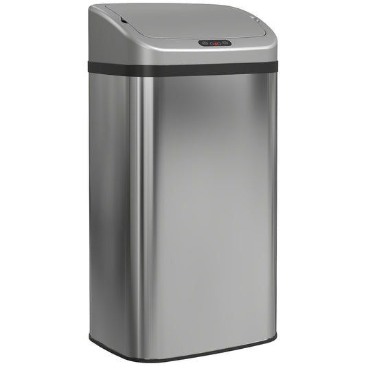 48L Stainless Steel Sensor Bin - Silver-Tone