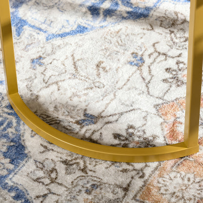 Coffee Table Set of 2, Modern Nest of Tables with Tempered Glass Top, Steel Frame for Living Room, Gold Tone