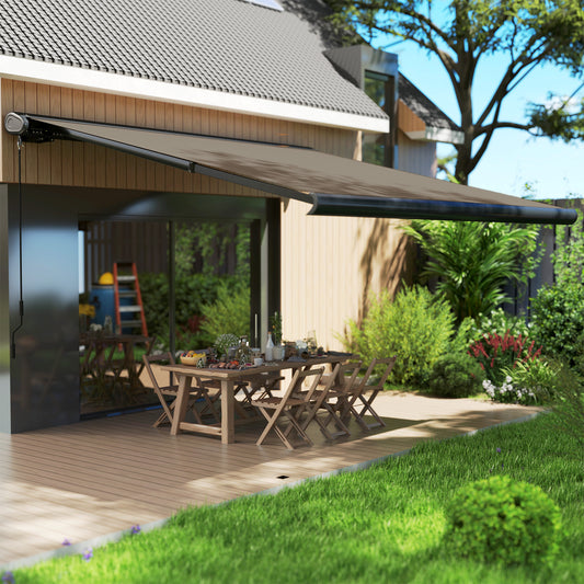 3.5 x 3 m Electric Awning with Remote Controller, Aluminium Frame DIY Retractable Awning, UV50+ Sun Shade Canopy Patio Deck Door Window,