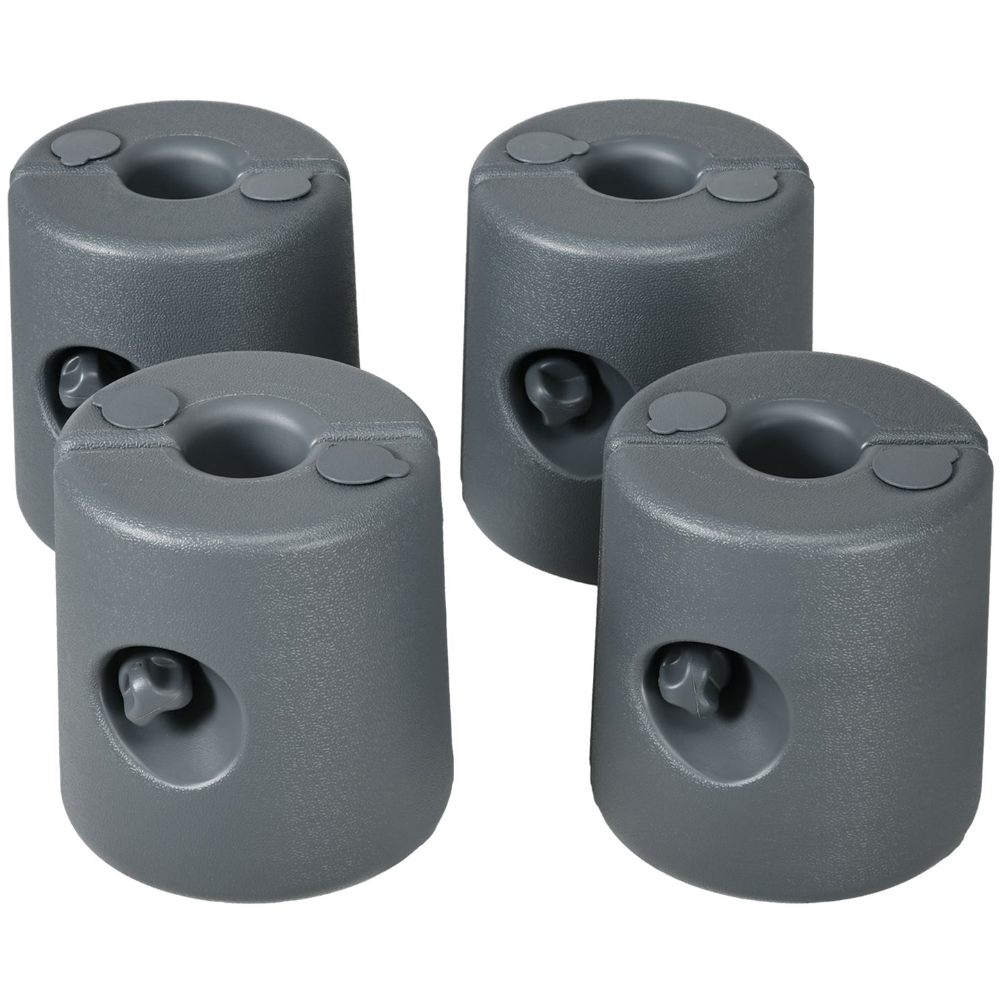 Set of 4 Gazebo Canopy Leg Weights | HDPE UV & Water-Resistant | Fill with Water (8.7kg) or Sand (12kg) Each | Screw Cap Filling Port | Fits 20-30mm Square Legs | Light Grey