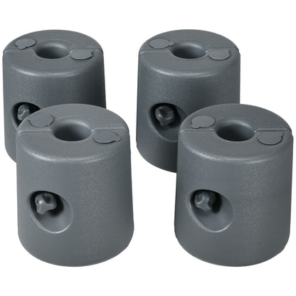Set of 4 Gazebo Canopy Leg Weights | HDPE UV & Water-Resistant | Fill with Water (8.7kg) or Sand (12kg) Each | Screw Cap Filling Port | Fits 20-30mm Square Legs | Light Grey