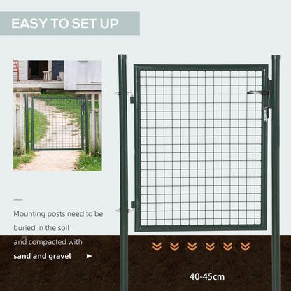 Green Steel Garden Gate with Lock and 3 Keys 97 x 150cm, Green