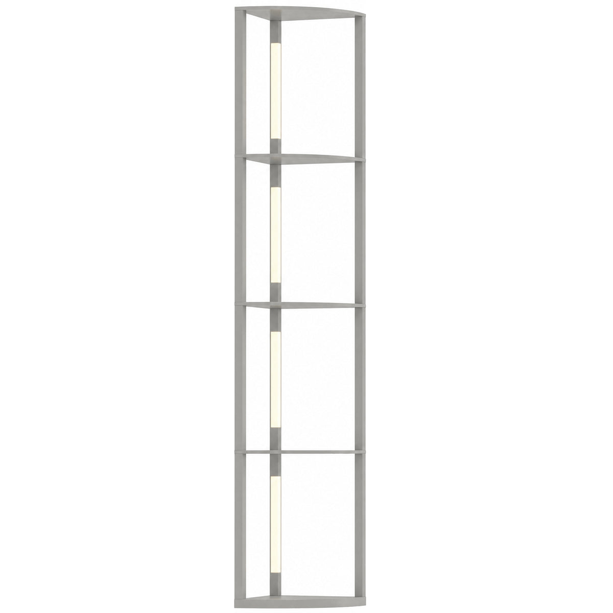 Corner Floor Lamp with 4-Tier Shelving | Grey MDF Plastic | 41x29.5x163.5cm | 3000K Warm White LED | 1530lm | 3-Level Brightness | Foot Switch | 25000hrs | 8kg