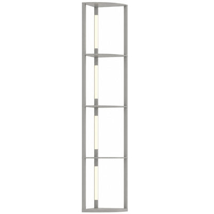 Corner Floor Lamp with 4-Tier Shelving | Grey MDF Plastic | 41x29.5x163.5cm | 3000K Warm White LED | 1530lm | 3-Level Brightness | Foot Switch | 25000hrs | 8kg