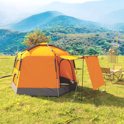 Automatic Pop Up Camping Instant Setup 2-4 Man Tent W/ Mesh Windows, Waterproof & Portable Dome W/ Carrying Bag for Camping / Orange