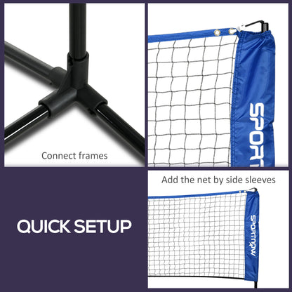 SPORTNOW Portable Badminton Net | Blue & Black | 310x103cm | Height Adjustable 107-155cm | Net 310x72cm | 4x4cm Mesh | Rust-Resistant Metal Frame | Carry Bag | Tennis Pickleball Volleyball