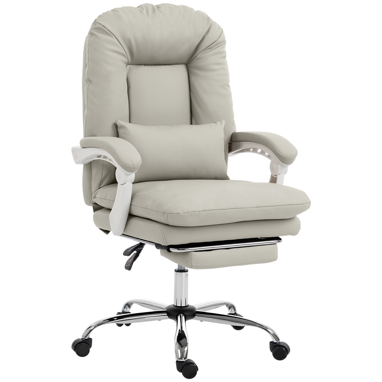 Ergonomic Executive Reclining Office Chair | 155° Recline | Retractable Footrest | Lumbar Pillow & Headrest | 16.5cm Seat Cushion | EN1335 & BS5852 Certified | 120kg Capacity | Khaki