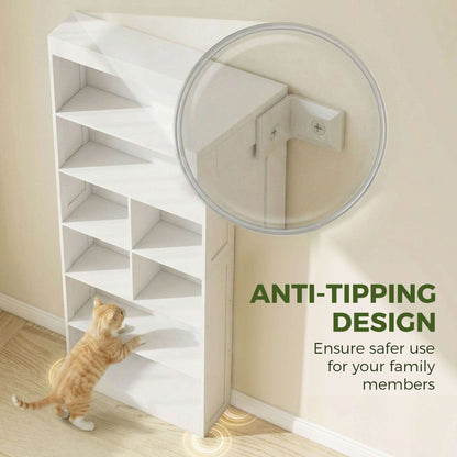 6-Tier Bookcase | 4 Open Shelves & 4 Cubes | 180cm Tall | Anti-Tip Hardware & Back Baffles | Water & Scratch-Resistant Melamine | 35kg Total 5kg Per Tier | 68x24x180cm | White