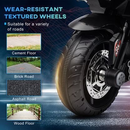 6V Kids Electric Ride-On Motorcycle | 3-Wheel Stable Design | 25W Motor | 0-3 km/h | LED Headlight | Music & Horn | 45 Min Ride | Max 25kg | Age 3-8 | 86x42x52cm | Blue or Pink