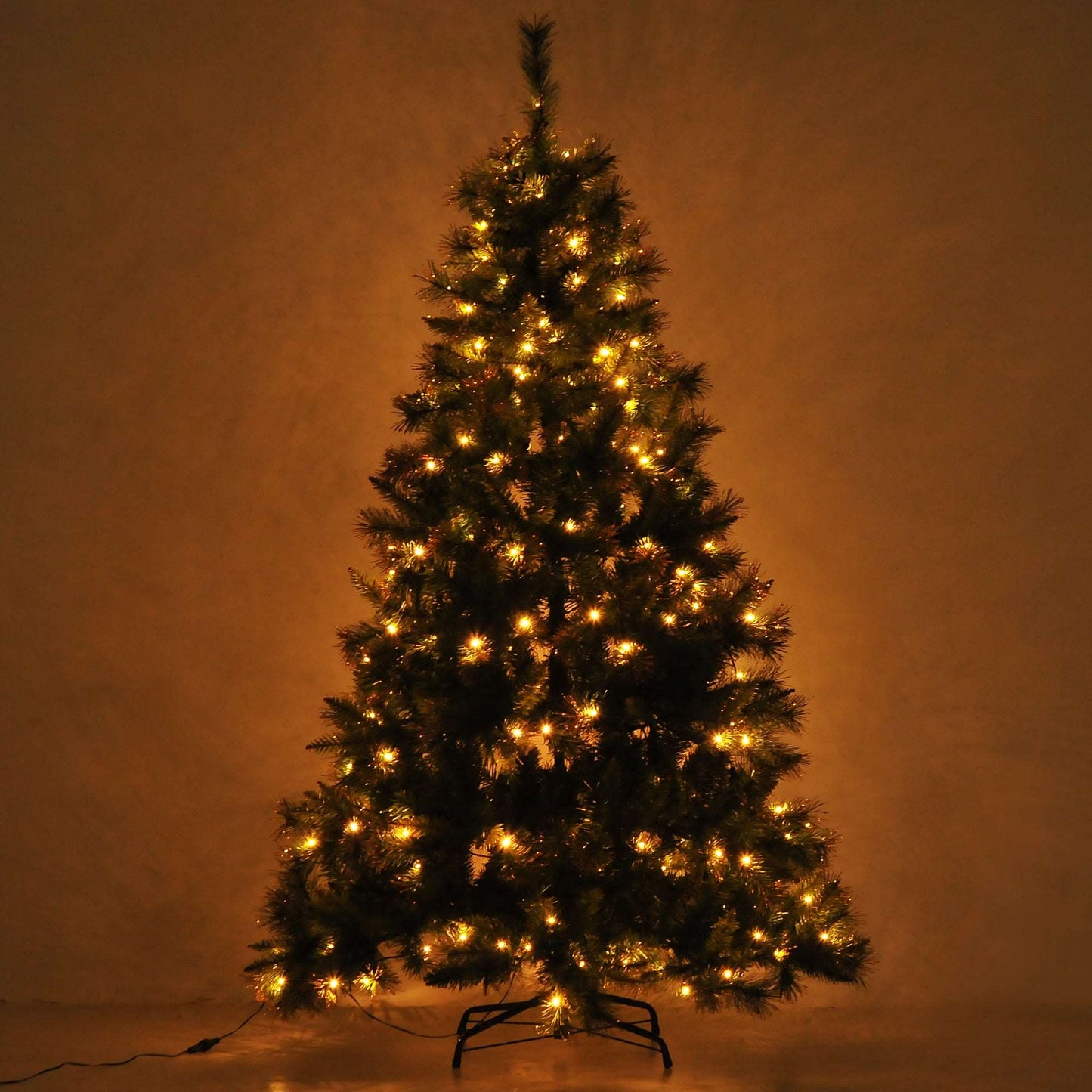 1.5m Pre Lit Christmas Artificial Tree, Metal Stand-Green