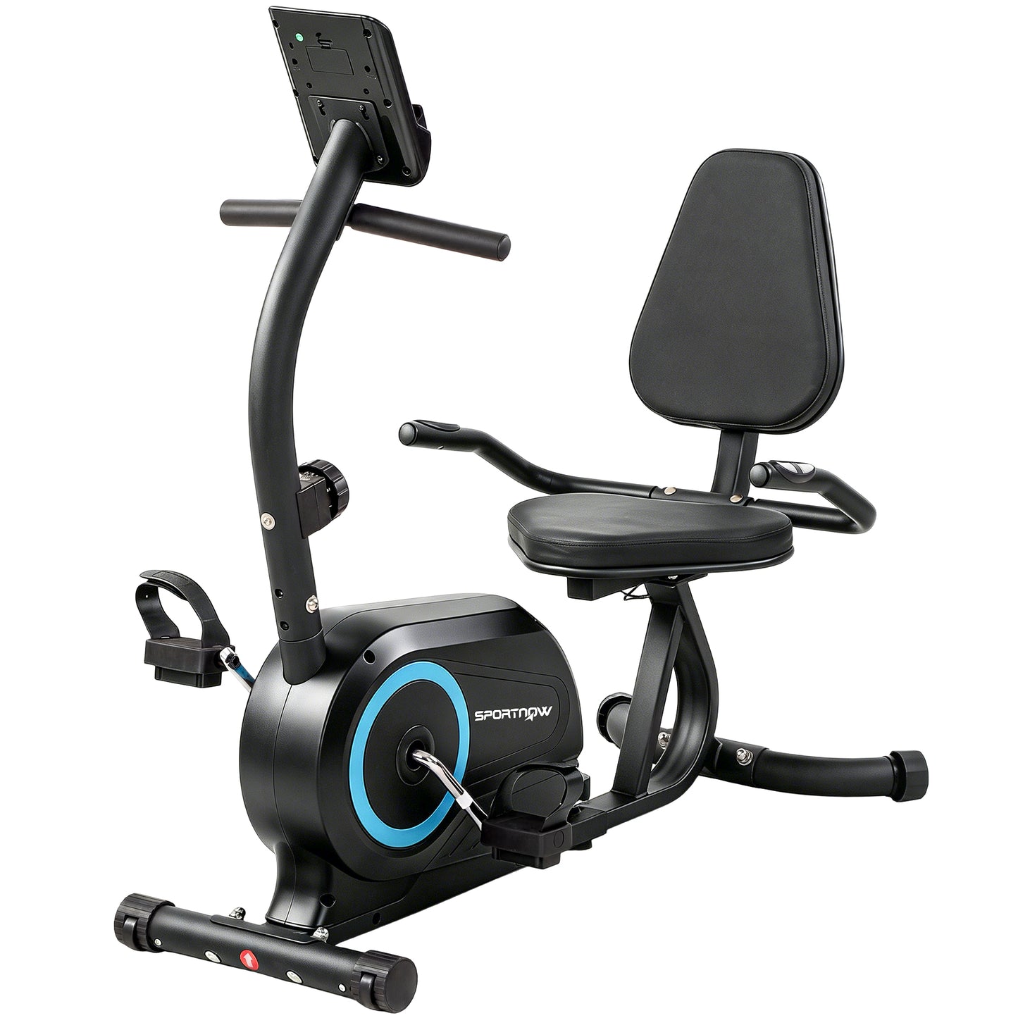 Recumbent Exercise Bike | Bluetooth | Kinomap & Zwift | 8-Level Magnetic Resistance | Padded Seat & Backrest | 120kg | Blue