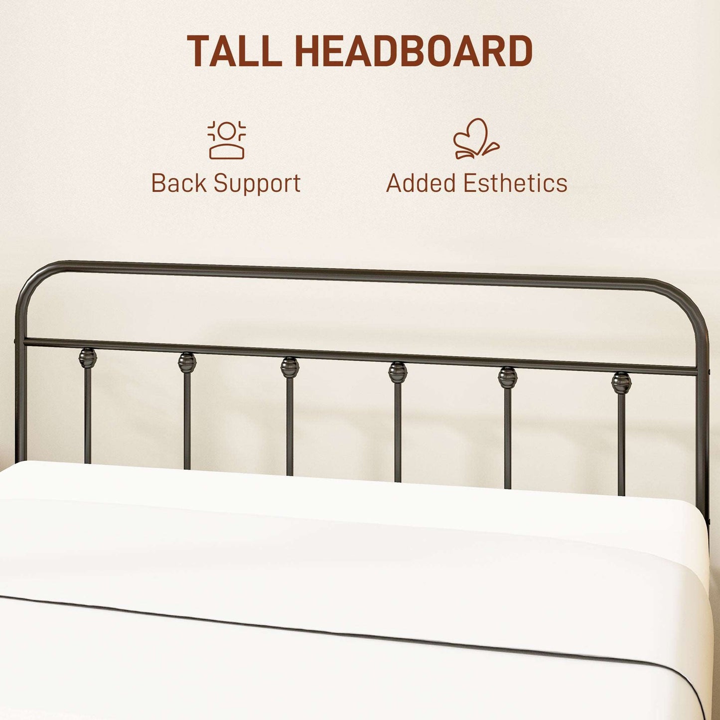 5ft King Platform Bed Frame with Underbed Storage Tall Headboard Steel Slat No Box Spring Needed Easy Assembly