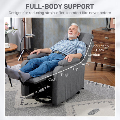 Electric Rise Recline Armchair, with Reading Light - Grey / Brown