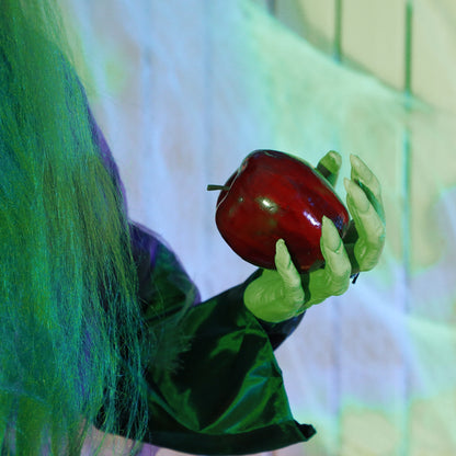 180 cm Life Size Halloween Animated Standing Witch, Spooky Witch with Glowing LED Eyes,  Battery Operated