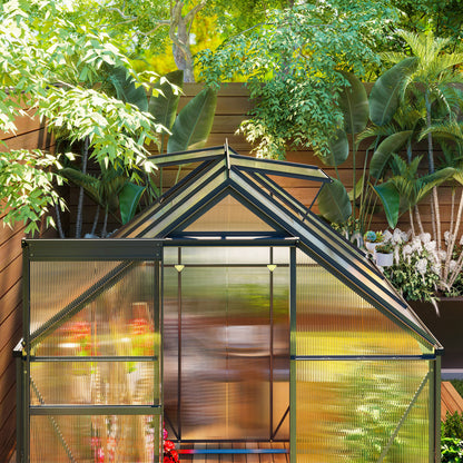 Outsunny 190 x 190cm Walk-In Polycarbonate Greenhouse - Grey