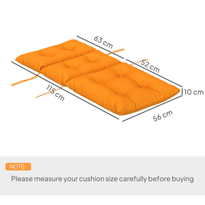 Set of 2 Garden Chair Cushions | 10cm Thick | PP Cotton Filling | Button Detail | Tie Fastenings | Fade & Stain Resistant | Adirondack & Rocking Chairs | 115 x 56 x 10cm | Orange