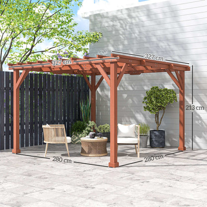 Outsunny 3.3 x 3.3(m) Wooden Pergola Kit, Graden Pergola Gazebo Grape Trellis with Stable Structure for Climbing Vines, Flowers