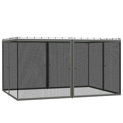 Outsunny 352 x 207cm Universal Replacement Mesh Sidewall Netting for Patio Gazebos and Canopy Tents, (Sidewall Only) Dark Grey