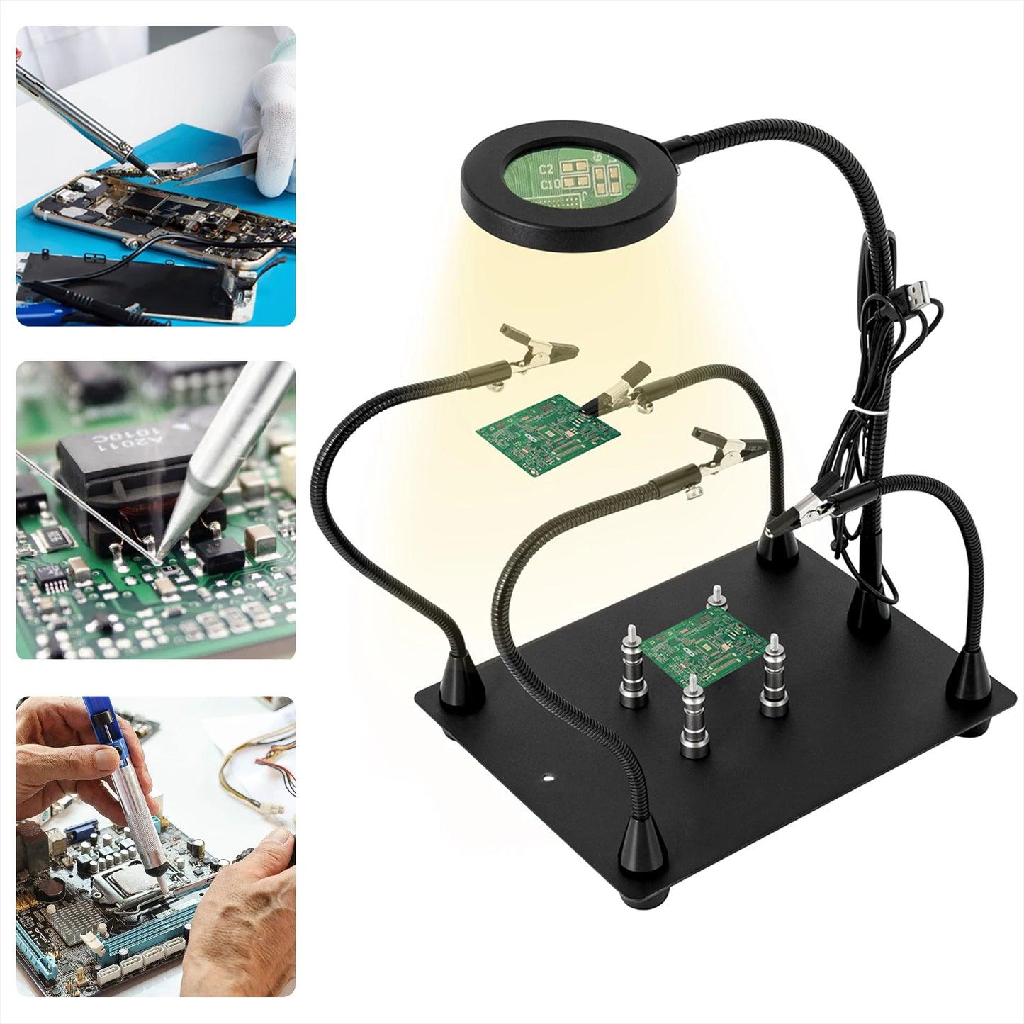 Electronic Repair Tool With Flexible Metal Arm Rust-Proof Soldering Clamp Station For Soldering And Circuit Board Holding Mobile Phone Repair