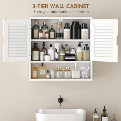Bathroom Cabinet, Wall Mounted Storage Cabinet with Adjustable Shelves, 60 x 20 x 60 cm