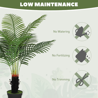 120cm Artificial Areca Palm Tree with 9 PE Leaves, Decorative Artificial Plant with Plastic Pot and Flocked Soil, Fake Plant for Home Office Decor, Green