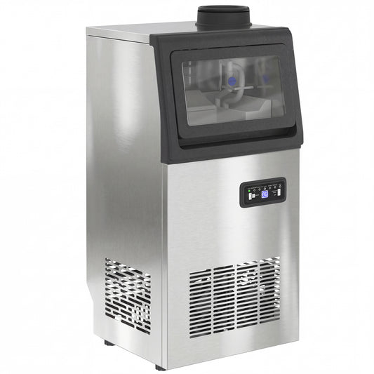 Commercial Ice Maker Machine, 36kg/24H Stainless Steel Under Counter or Freestanding Ice Machine, Silver
