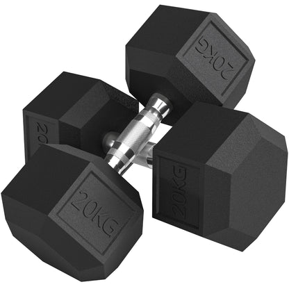40KG Rubber Hex Dumbbell Portable Hand Weights Dumbbell Home Gym