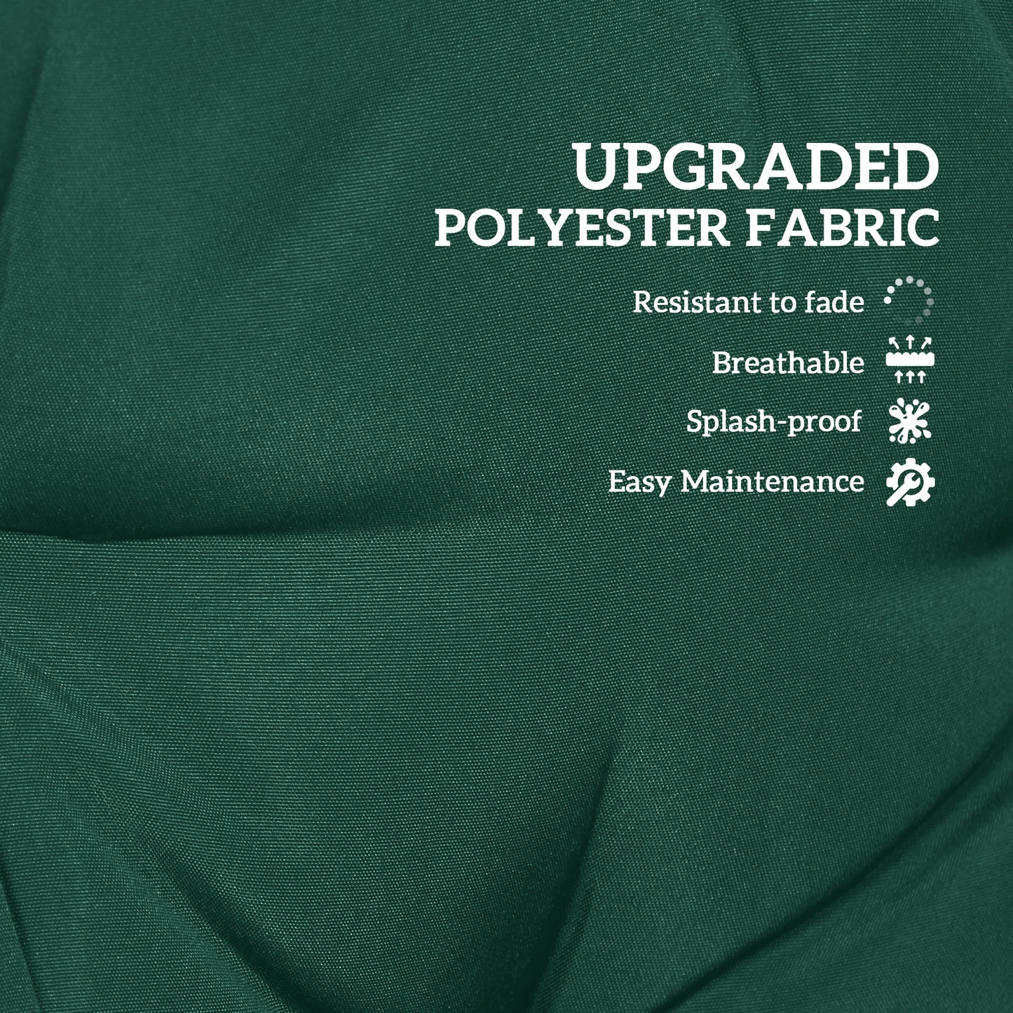 Outdoor Seat & Back Cushion Set | 3-Seater | 2 Pillows | Water Repellent | Tufted | Flame Retardant | 150x50x10cm | Green