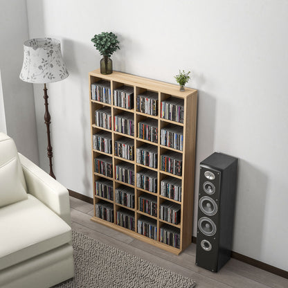 CD Storage Unit with Adjustable Shelves, 89 x 130.5 cm, Natural Wood Finish