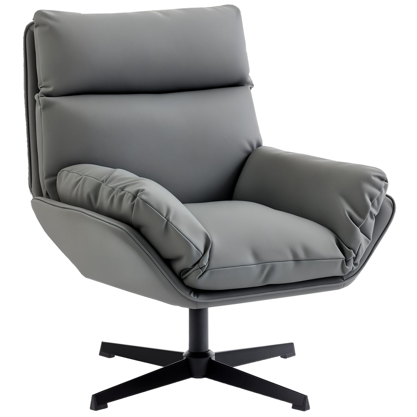 Accent Chair with 360° Swivel Armchair for Living Room with Padded Cushion Dark Grey / Dark Brown