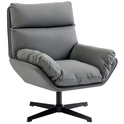 Accent Chair with 360° Swivel Armchair for Living Room with Padded Cushion Dark Grey / Dark Brown