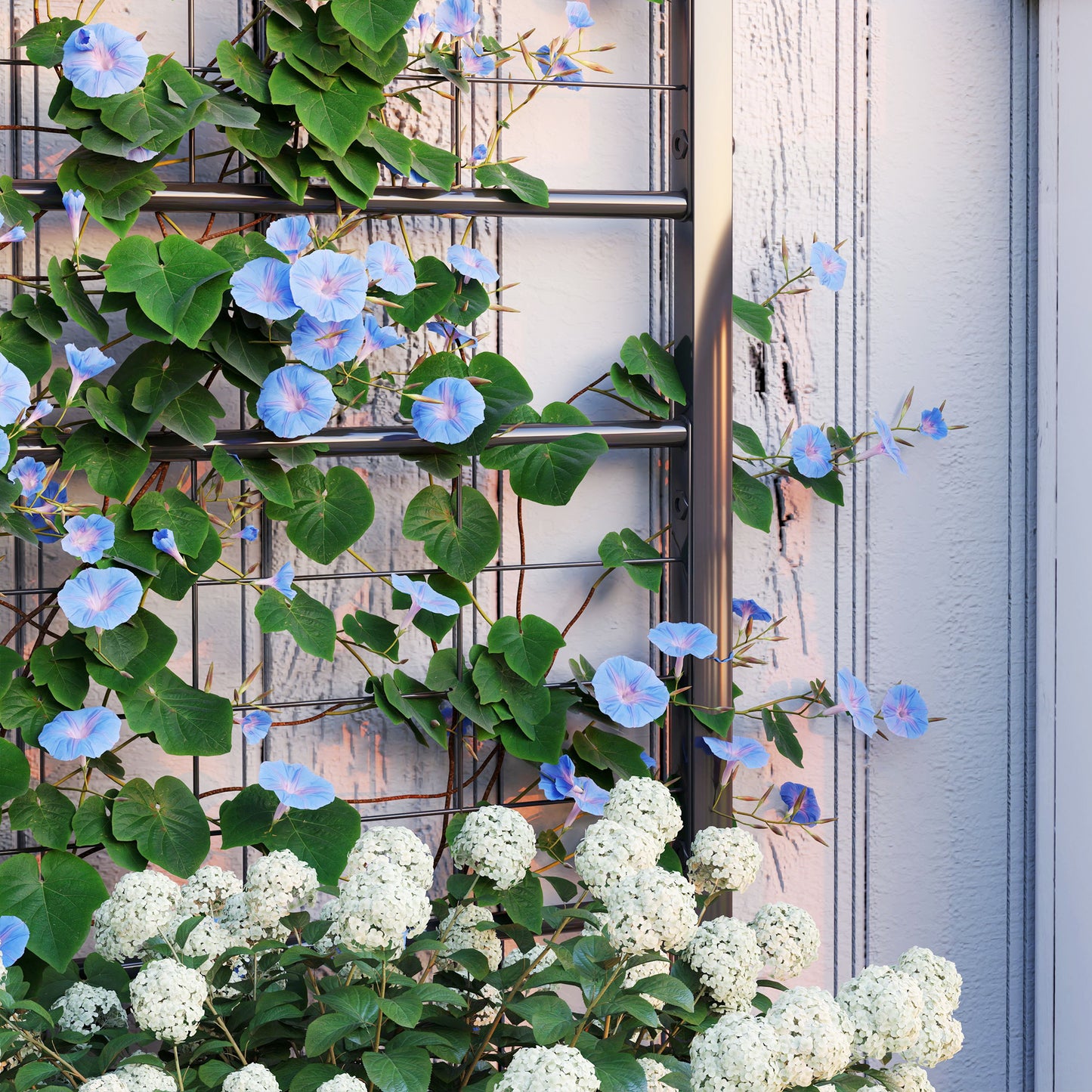 Raised Bed for Garden with Trellis, Galvanised Planter Box with Diamond Pattern, Drainage Holes for Vegetables, Herbs and Flowers, 90 x 40 x 120 cm, Black