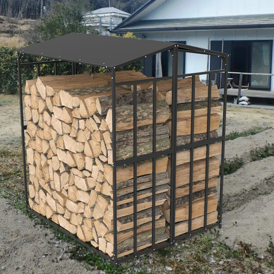 Extra Large Tall Outdoor Firewood Log Rack With Cover Heavy Duty Square Strong Stand Rack with Waterproof Cover for Fireplace Garden