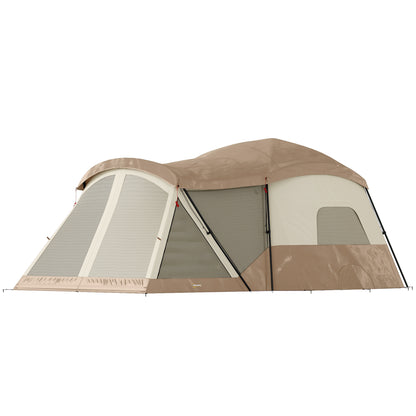 4-Person Cabin Camping Tent | 2 Rooms | 220cm Standing Height | 4 Skylights | 3000mm Waterproof | Sets Up in 5-15 Mins | 530 x 380 x 220cm | Brown & Khaki
