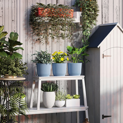 Outsunny Set of Three Ф22cm Planters Plant Pots - Blue / White