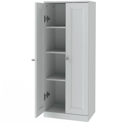 Narrow Bathroom Cabinet | Light Blue | Particleboard MDF | 38x26x97cm | 2 Doors 4 Tiers | Soft-Close Hinges | Anti-Tip | 20kg | Nordic Style | Freestanding Slim Cupboard