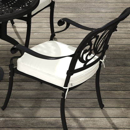 Outsunny Cast Aluminium 4 Seater Outdoor Dining Set with Cushions Parasol Hole Black