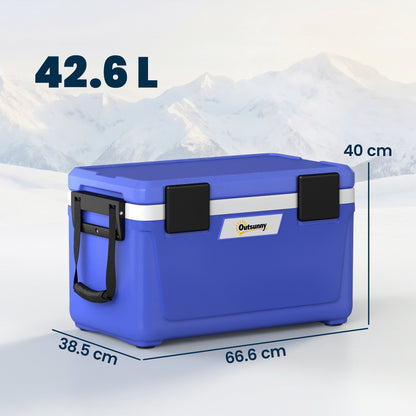 42.6L Insulated Cool Box | 72-Hour Retention | HDPE Shell | PU Foam | Drain Valve | 70kg | Camping & Fishing | Dark Blue