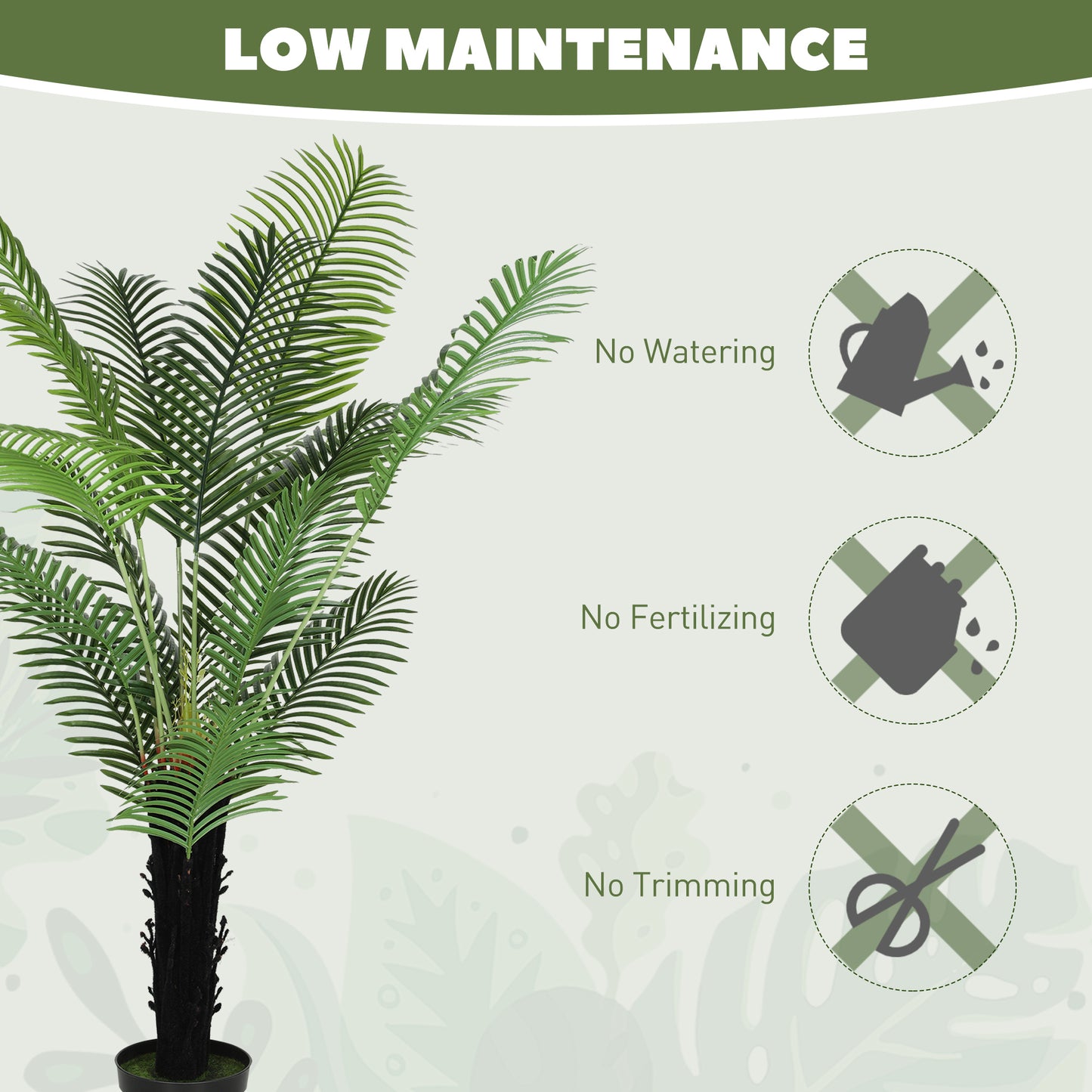 175cm Artificial Areca Palm Tree with 16 PE Leaves, Decorative Artificial Plant with Plastic Pot and Flocked Soil, Fake Plant