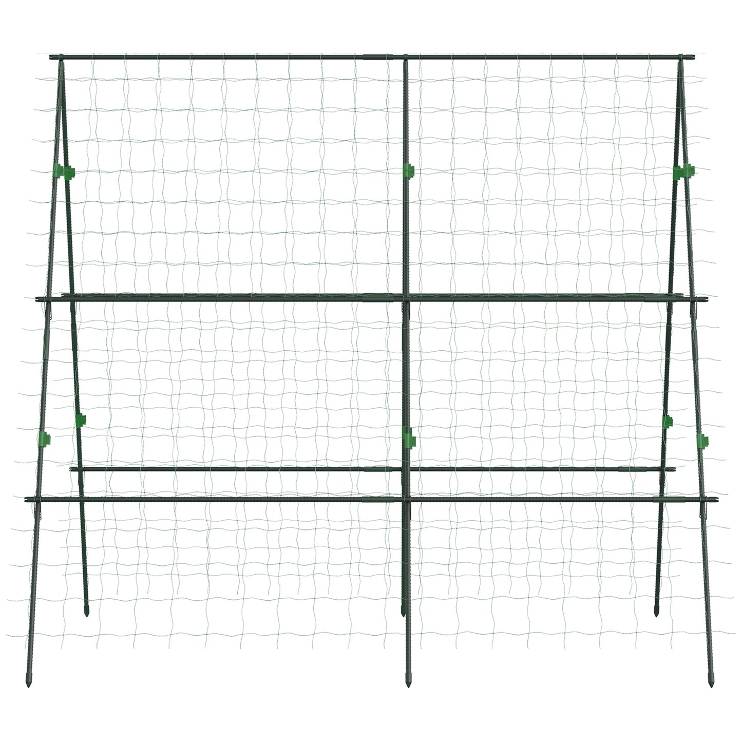 Outsunny Garden Cucumber Trellis for Climbing Plants, A-Frame Trellis Plant Support with Climbing Net, DIY Adjustable Cucumber Support Frame for Raised Bed, Vegetables, Flowers, Fruit, Green