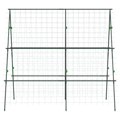 Outsunny Garden Cucumber Trellis for Climbing Plants, A-Frame Trellis Plant Support with Climbing Net, DIY Adjustable Cucumber Support Frame for Raised Bed, Vegetables, Flowers, Fruit, Green