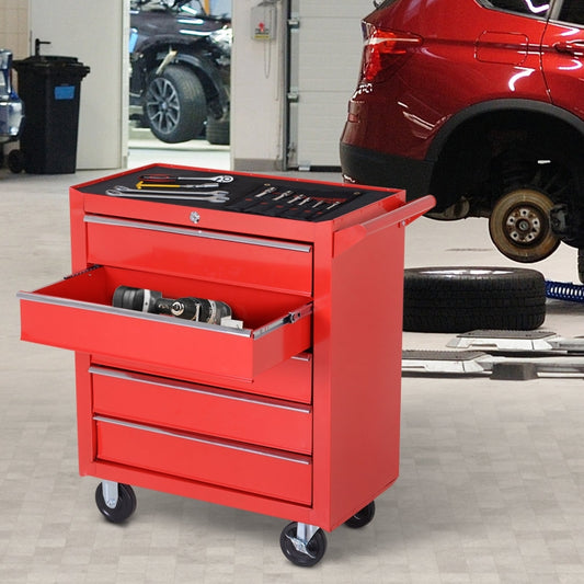 Durhand Roller Tool Organiser Holder Storage Cabinet, 5 Drawers Red